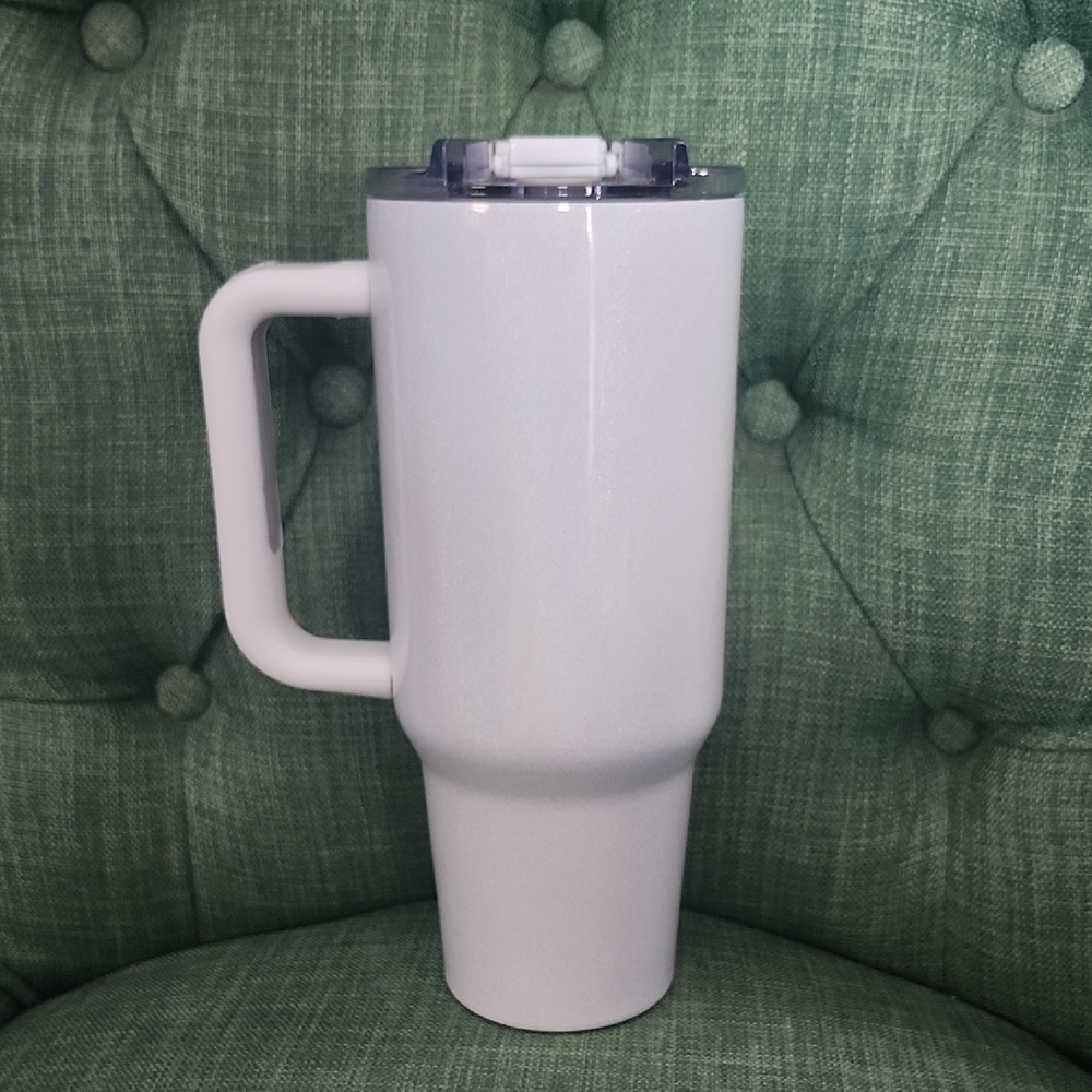 Hogg White Iridescent  Insulated Travel Mug with Handle